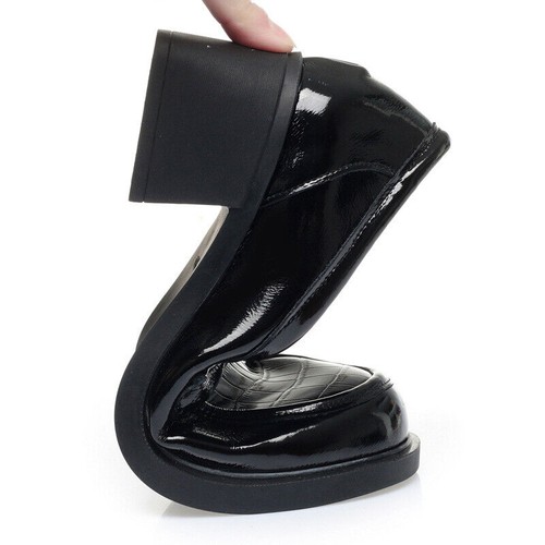 Womens Block Heels Shoes Japanese School Girls Slip On Round Toe Oxfords Pumps - Picture 5 of 9