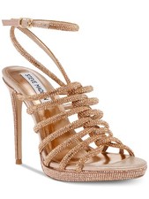 STEVE MADDEN Womens Gold Straps Givinn Open Stiletto Heeled Sandal 9 M