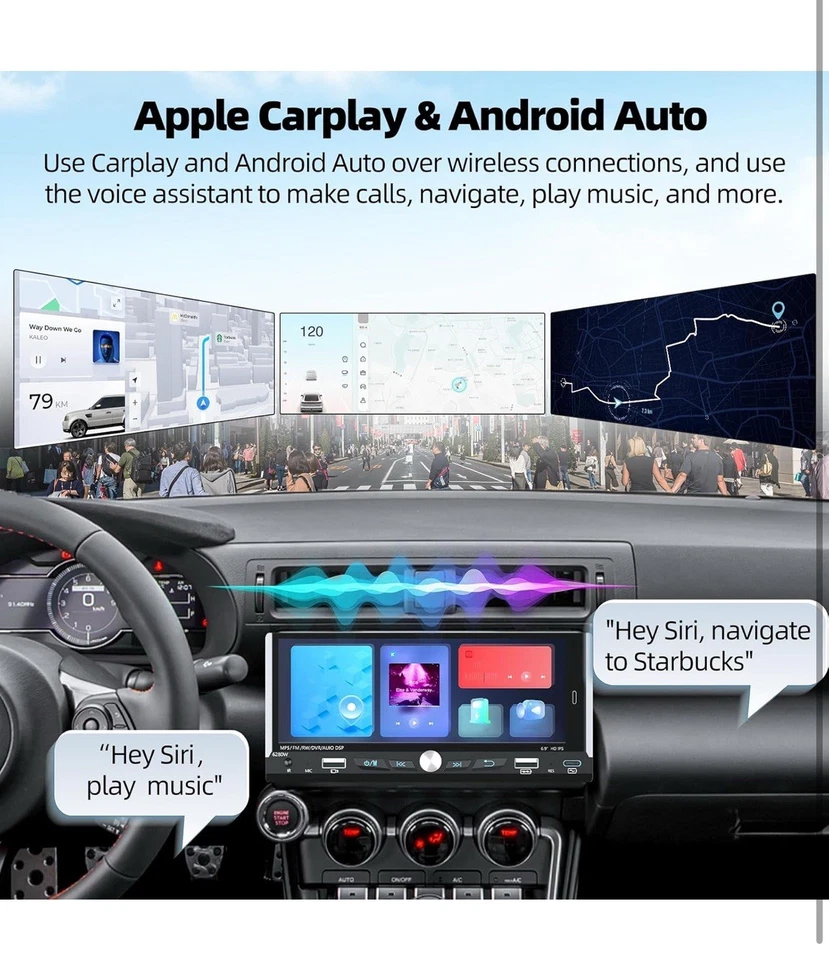 Car Play Single Din Car Stereo with Backup Camera 6.9 IPS Touchscreen Brand New  - Image 3 of 4