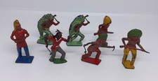 Vintage Metal Lead Native American Indian figures x 7 Poss Timpo Painted