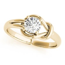 VS F 1.00 Ct Lab Grown Diamond Solitaire Engagement Ring 14K Yellow Gold 6.50MM