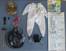 Vintage 1965 Gi Joe Deep Sea Diver set. First Issue, Soft Suit, Japan Tag, HTF