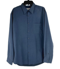 NEW Alfani Long Sleeve Dress Shirt Men's XL Microfiber Blue Graphite Easy Care
