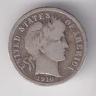 1910-P BARBER DIME 10¢ PHILADELPHIA MINT 90% SILVER COIN UNITED STATES AMERICA