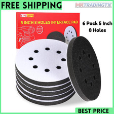 6pc 5" 8 Holes Interface Pads Orbital Sander Sanding Foam Pad Hook Loop Buffer