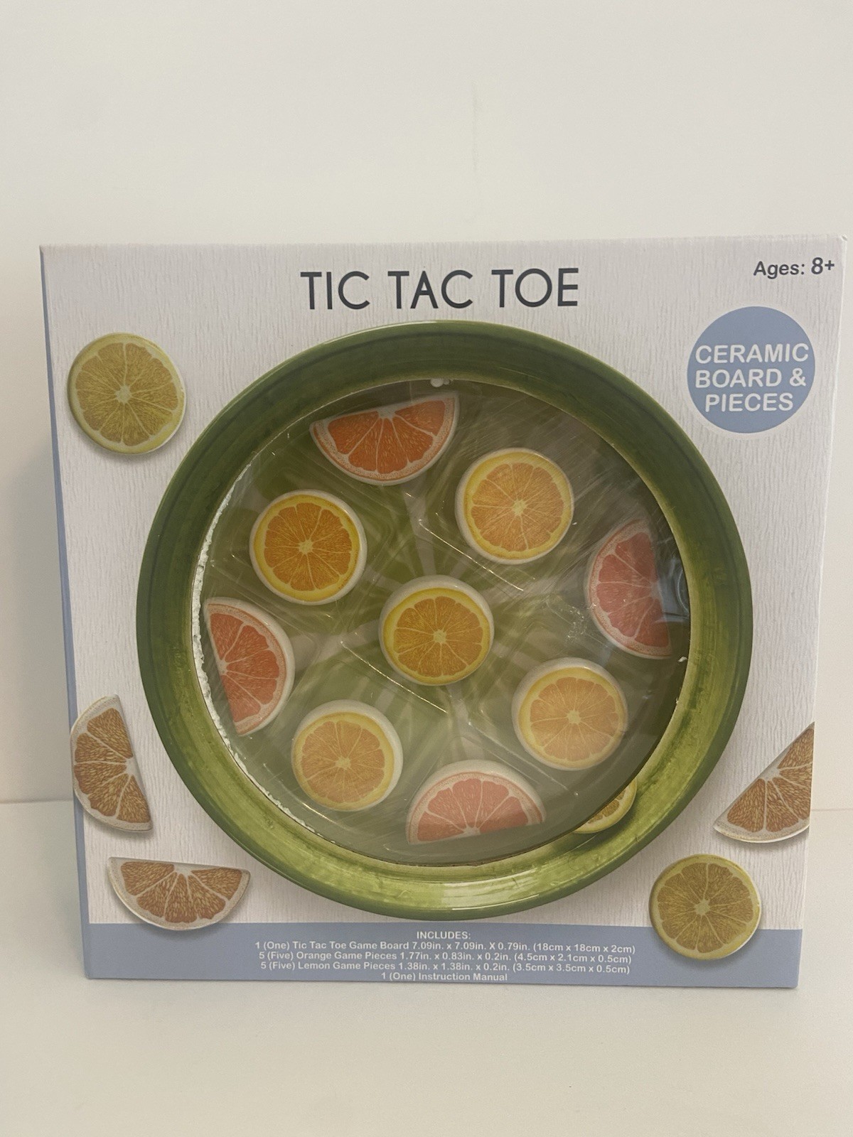 Lemon and Orange Ceramic Tic Tac Toe Game Set.   New In Box