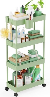 LEHOM 4-Tier Slim Storage Cart, 7.1''W, Green - Kitchen/Bath Organizer