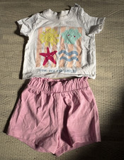 Unisex Baby 3 sets 0-3 Months 2pc Top and Shorts