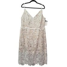 DB Studio Paisley Lace Illusion Dress Womens 18W Ivory Nude Bridal Wedding NWT