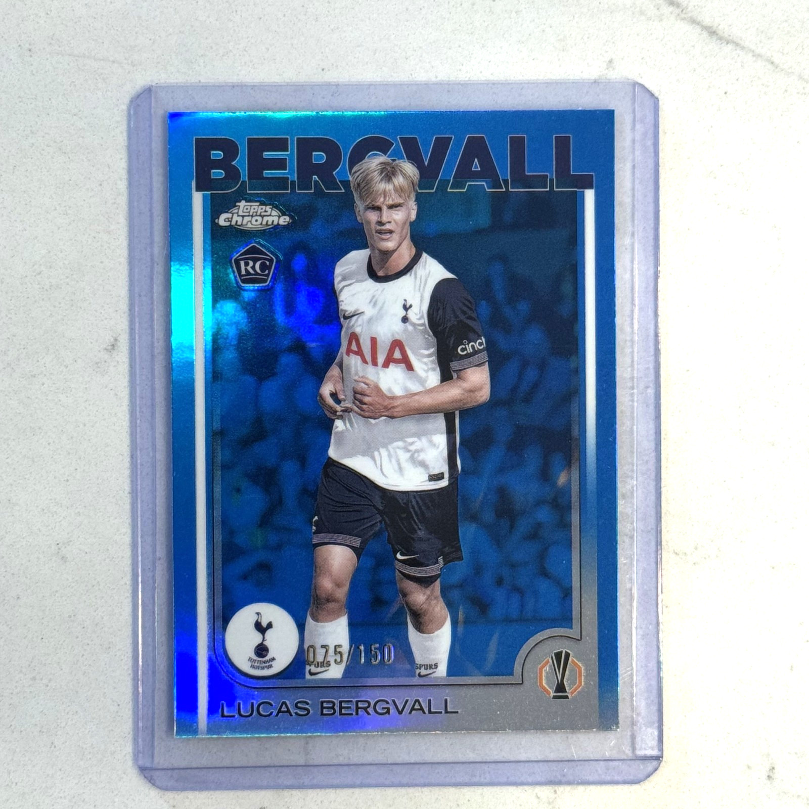 2024-25 Topps Chrome Uefa #112 LUCAS BERGVALL Blue Refractor /150 Rookie Rc