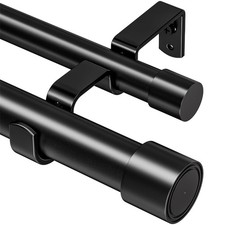 Abiglifty Double Curtain Pole 78-216 cm, 25mm Extendable Double Window Curtai...