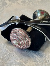 Rare Pink And Clear Swarovski Crystal Encrusted Silver Baby Rattle - Aristabrat