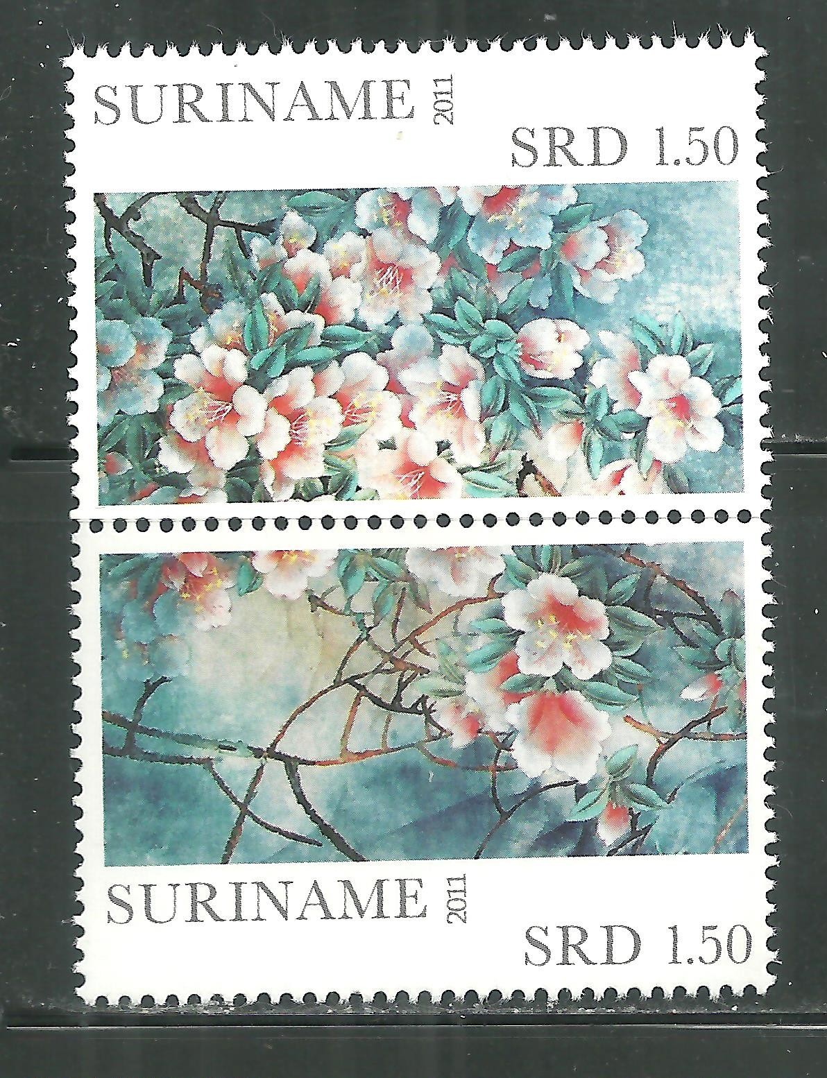 SURINAME 1425 MNH PAIR AXALEAS SCV 1.90