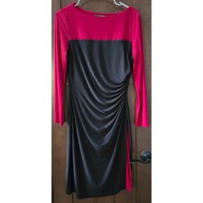 Lauren Ralph Lauren Colorblock Ruched Sheath Dress Size 8 Holiday Long Sleeve
