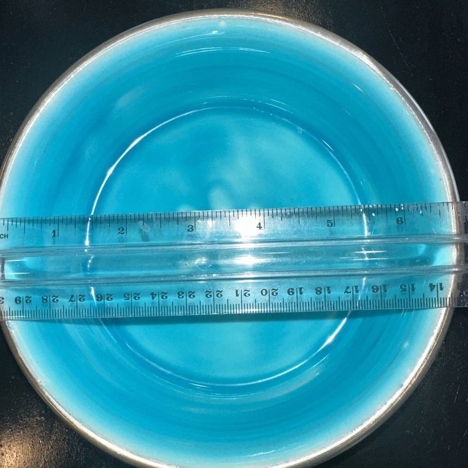 "Cuenco de cerámica Pet Paw para gatos y perros, acabado azul sena 7"" X 2"""  Foto 4 de 4