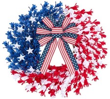 22 Inch Patriotic Wreath, 4Th of July Wreaths for Front Door, Red White Blue Ann