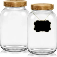 Eleganttime 128 Oz Jars Extra Wide Mouth 2 Pack, 1 Gallon Glass Large Jars