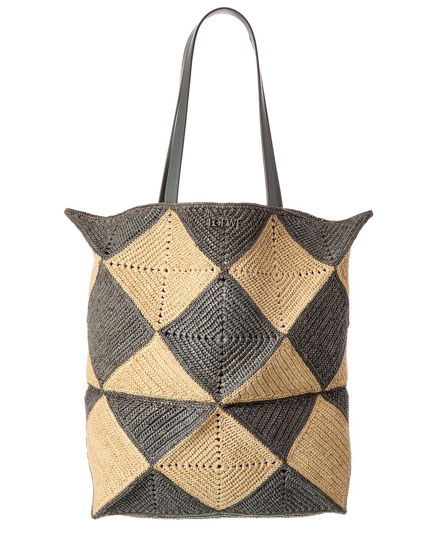Loewe Puzzle Fold Xl Raffia Tote Women's Grey | eBay