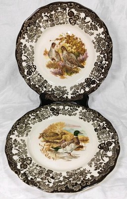 Royal Worcester Palissy Spiel Serie 10 Zoll Essteller x2 Ente Rebhuhn