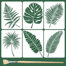6PCS Large Leaf Stencils for Painting on Walls 16 x 12 Inch Plant Stencil with B