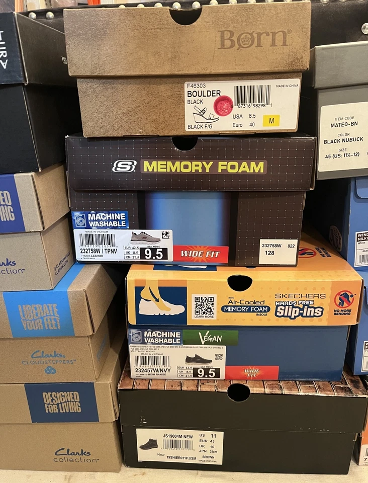 16 EMPTY Replacement Mixed Type Shoe Boxes: Clark's, Hey Dude, Adidas.. NO Shoes - Image 4 of 4