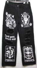 Romwe Goth Emo Style Straight Jeans Womens Size Large Distressed