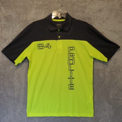 Core365 Polo Shirt Mens S/P Black Yellow 84 Prolite 1/4 Button Pullover CE101