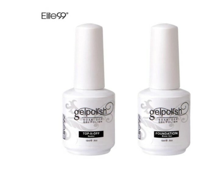 UV LED Gel Nail Polish Set with Base Top Coat Matte & Shiny Finish 15ml-image