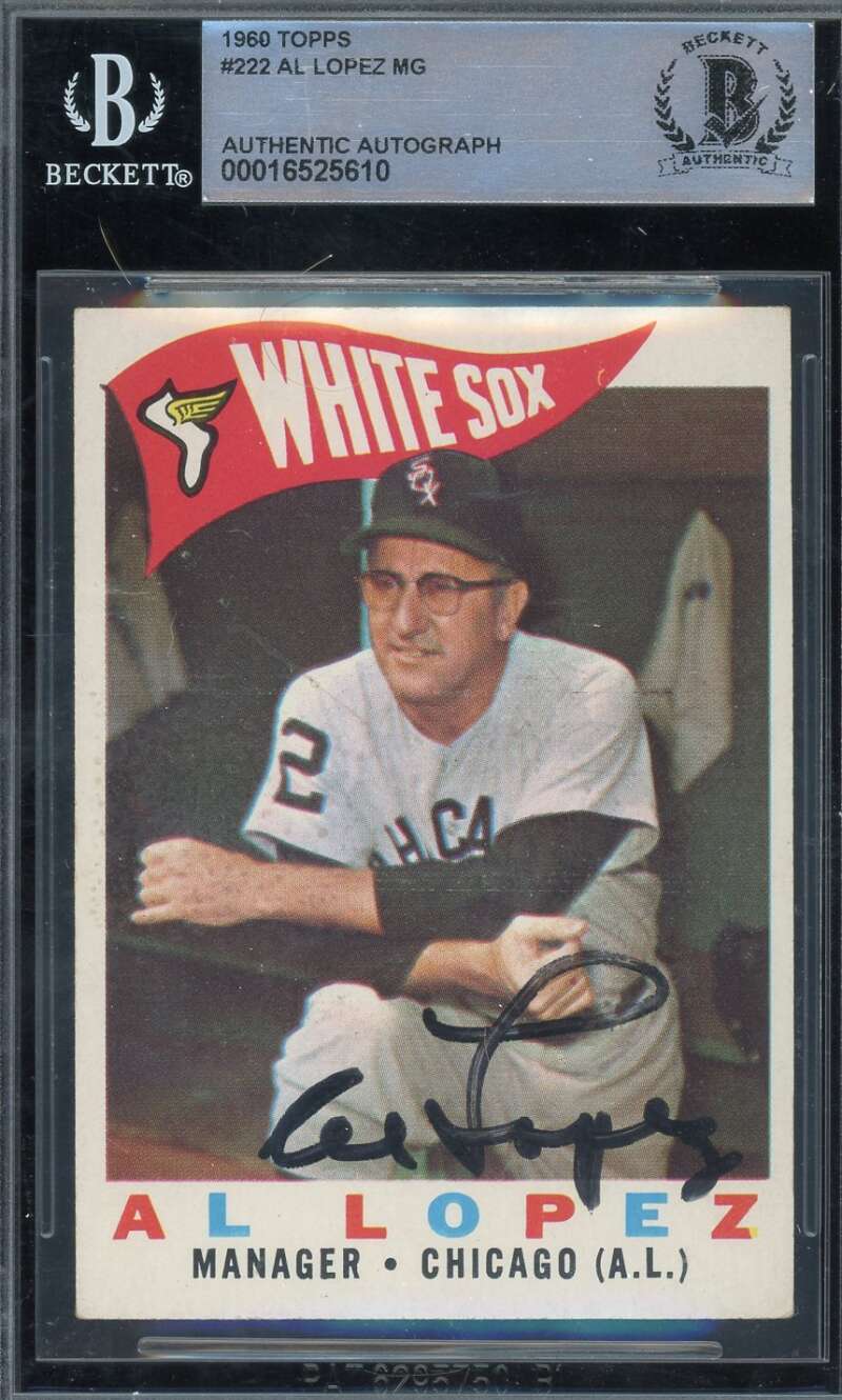 Al Lopez Beckett BAS Signed 1960 Topps Autographed
