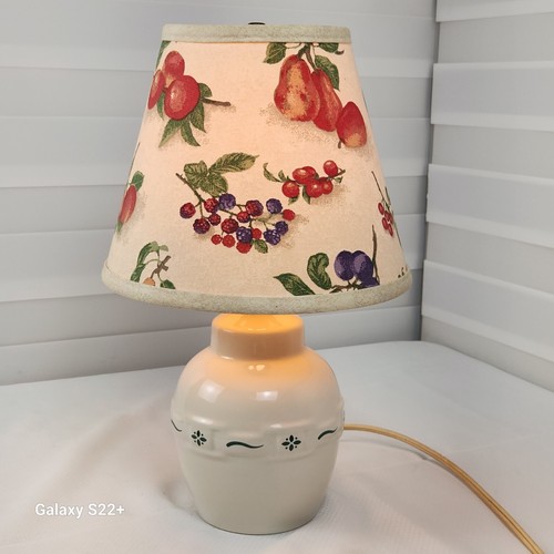 Longaberger Keramik Lampe gewebt Traditionen klassisch blau elfenbein Obst Medley Schirm - Bild 8 von 14