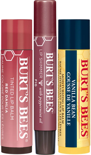 Burt’s Bees Mistletoe Kiss 3 Piece Lip Kit -Red Dahlia,Fig,Vanilla Bean