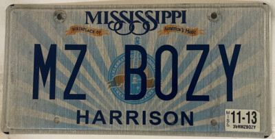 Vanity MISS BOZY BOSSY license plate Dominating Overbearing Strong Pushy Strict