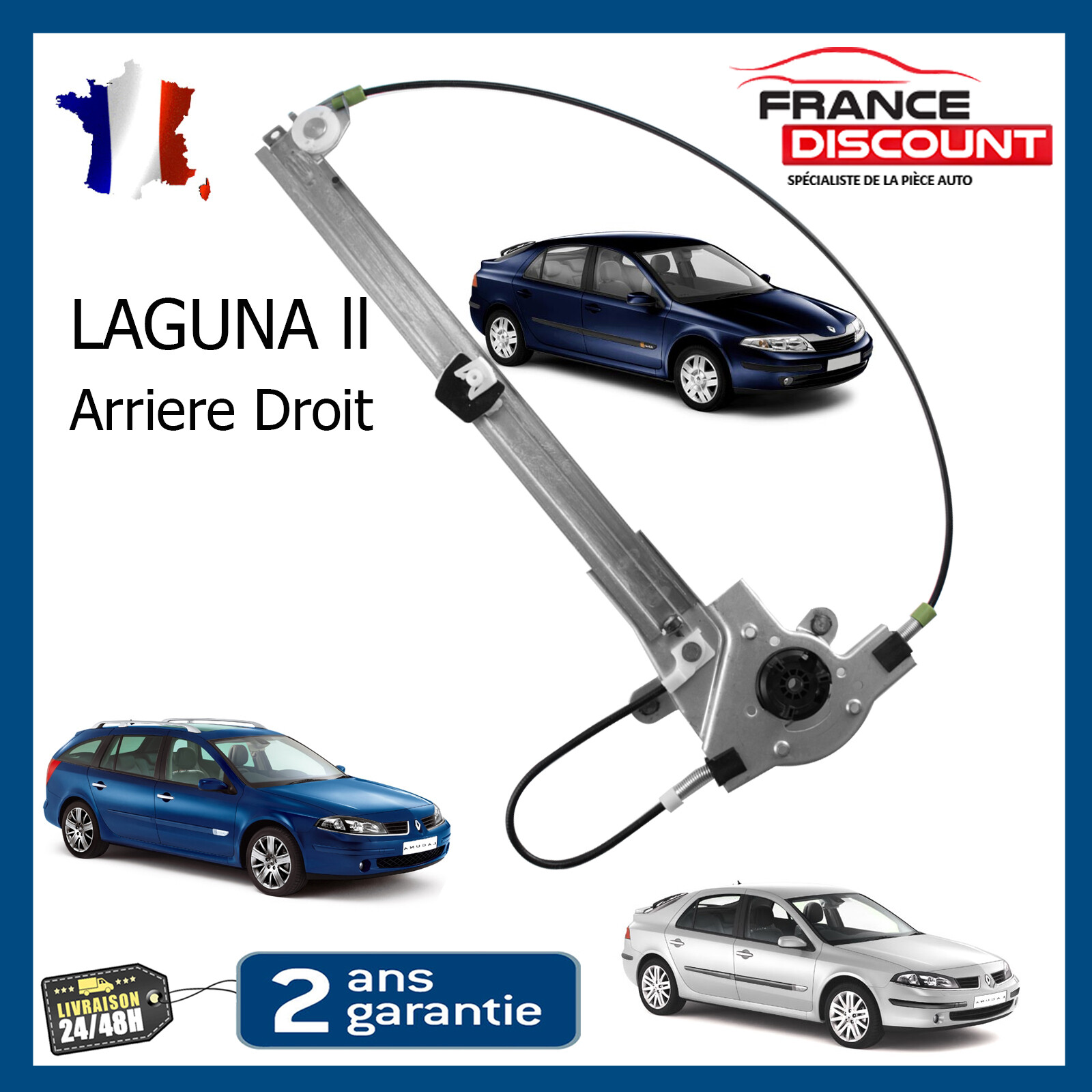 Lève vitre arrière droit Renault Laguna 2 II mécanisme monte glace 2001-2007