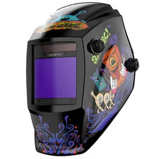 Large View True Color Solar Power Auto Darken Welding Helmet/Hood 4 Arc Sensors