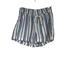 LOFT - WOMEN'S SMALL- BLUE  WHITE STRIPE 100 LYOCELL DRAWSTRING WAIST SHORTS