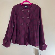 Missimo Wool Blend Coat Sz Xl Fuschia Purple Plaid Lined New With Tags Pockets