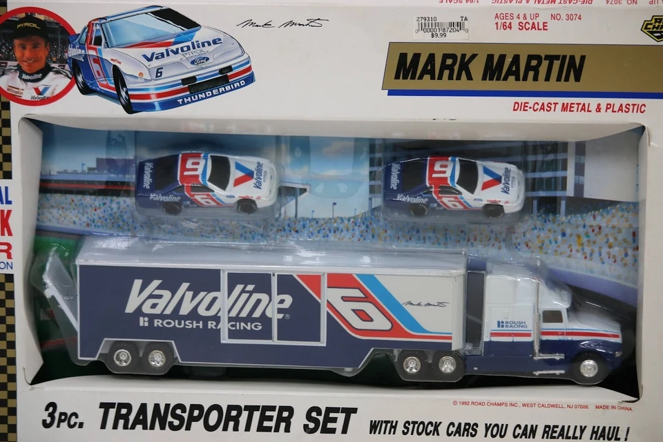 Road Champs #6 Mark Martin 1992 3 piezas Juego de vagones de transporte con stock #3074 1:64 Foto 2 de 4