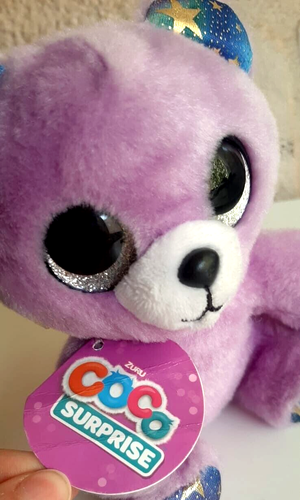Coco Surprise Fizzy the Bear Purple Plush Stuffed Animal Toy by ZURU - Picture 3 of 8