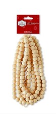 Holiday Time Natural Brown Wooden Bead Christmas Garland 9 ft New