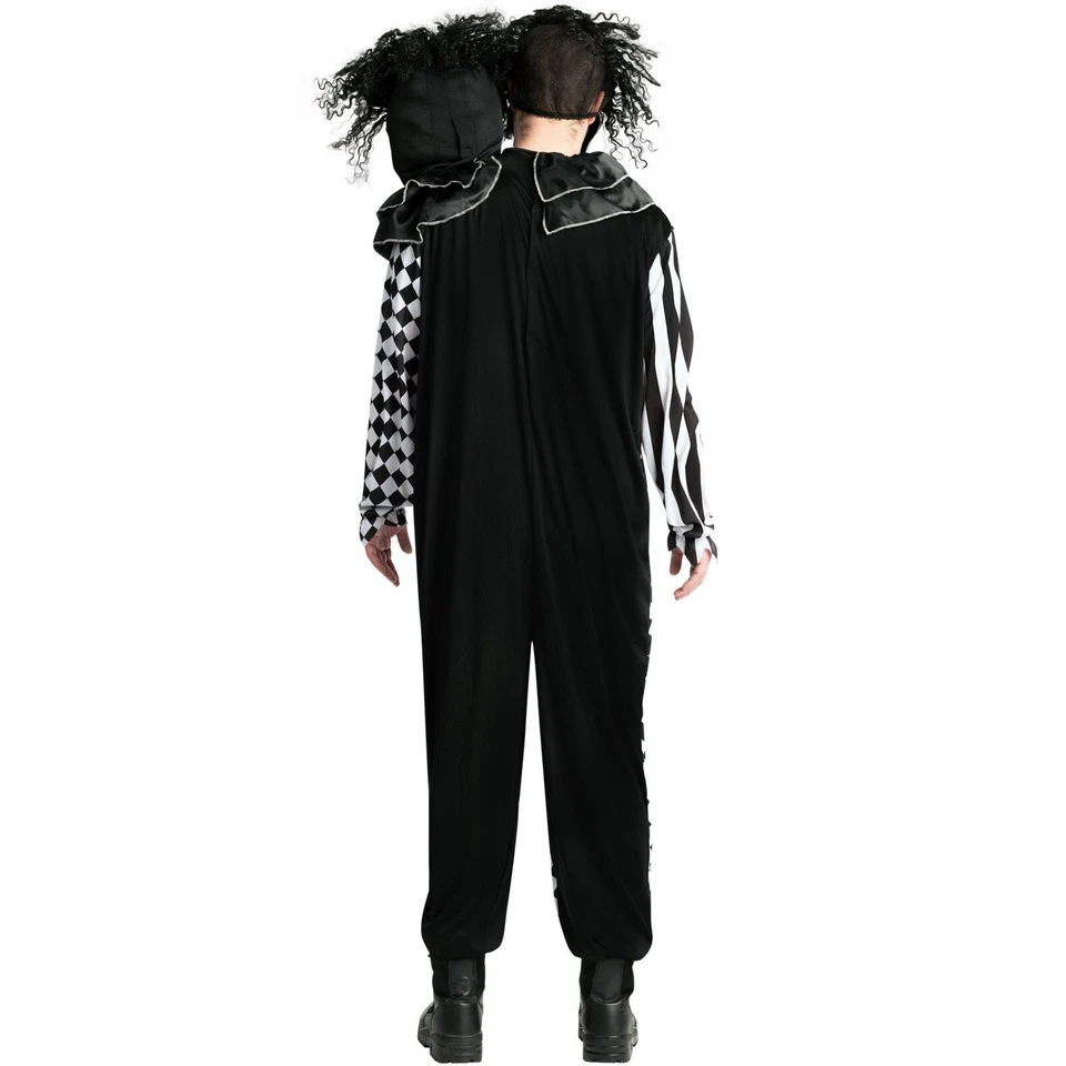 Adult 2 Headed Killer Clown Costume Mens Womens Scary Halloween Double Head Suit - Image 4 of 4