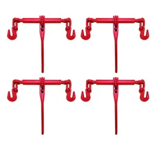 (4 Pack) 5/16" x 3/8" Heavy Duty Ratchet Load Binder with Grab Hooks, 5400Lbs