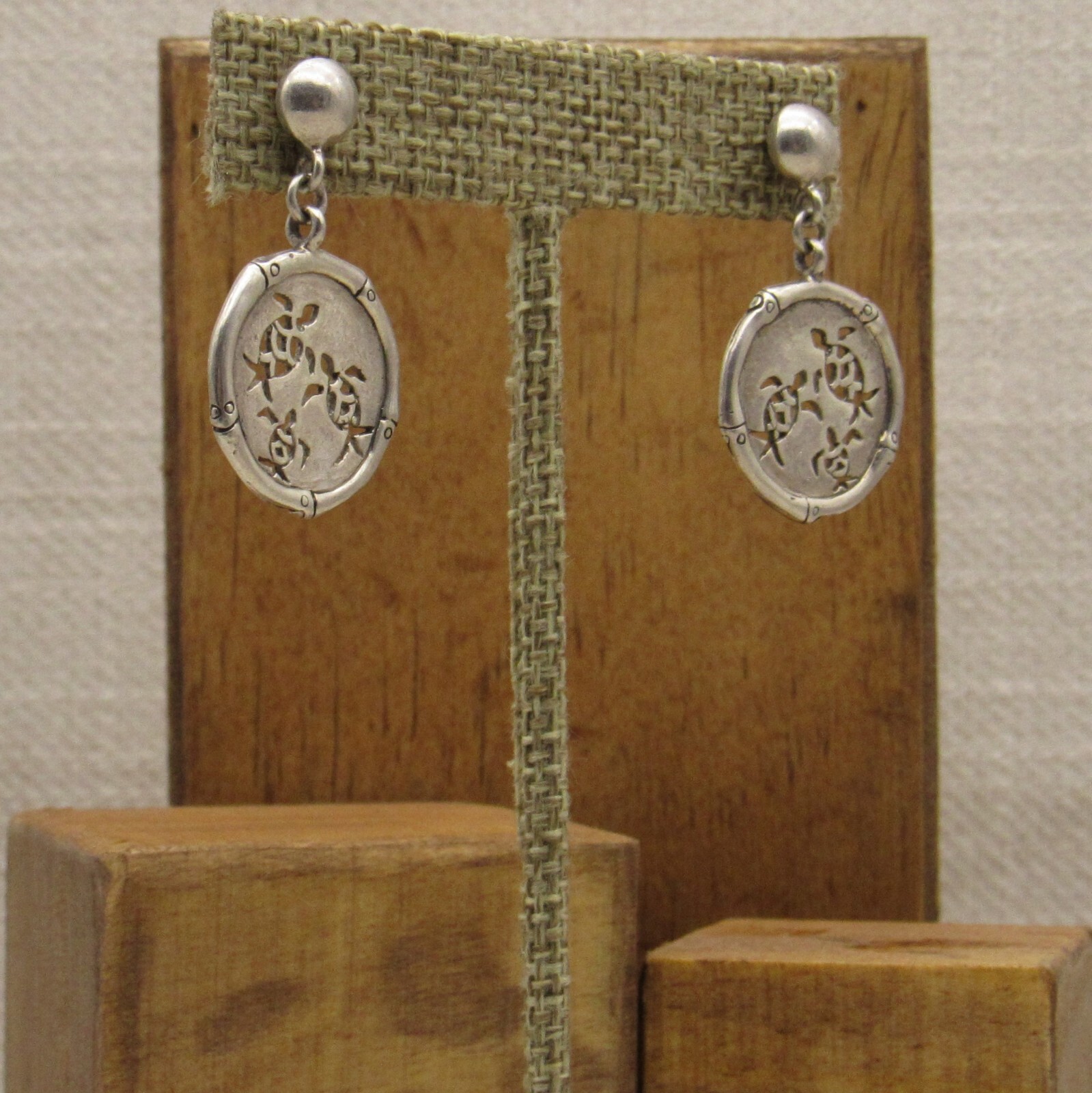 Sterling Silver Sea Turtle Dangle Post Earrings + - image 2