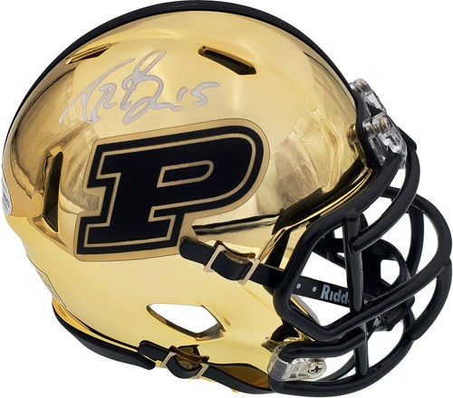 DREW BREES AUTOGRAPHED PURDUE CHROME GOLD SPEED MINI HELMET BECKETT 191123