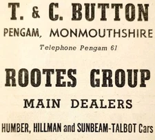 1954 T & C Button Rootes Group Car Dealership Advertisement Automobilia E89G3