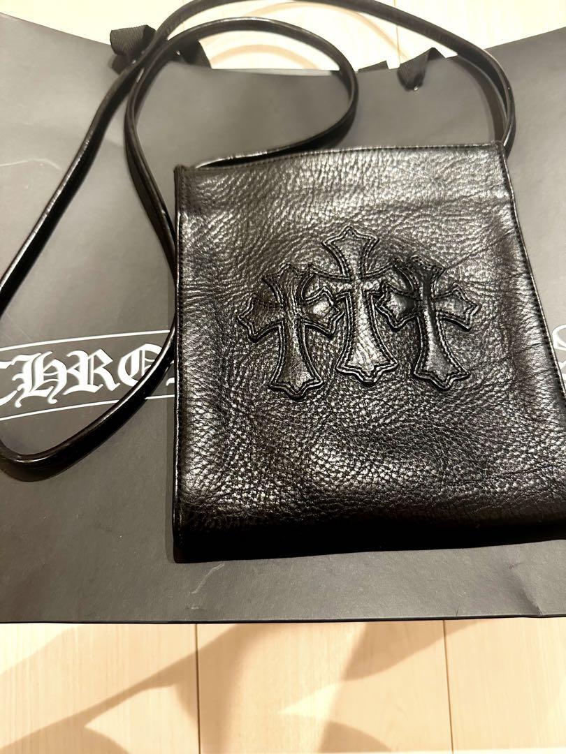 Used Chrome Hearts 3 Cemetery Cross Shoulder Bag Black H