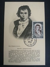 FRANCE CARTE POSTALE YVERT 868 DAVID PEINTRE MUSEE LOUVRE 8+3F PARIS 1950