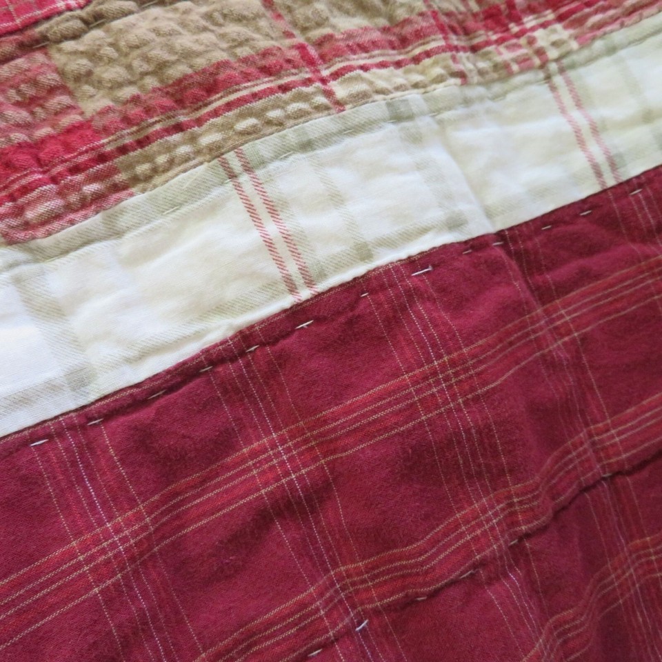 Nautica Queen Patchwork Plaid Quilt Reversable Matching Pillow Shams