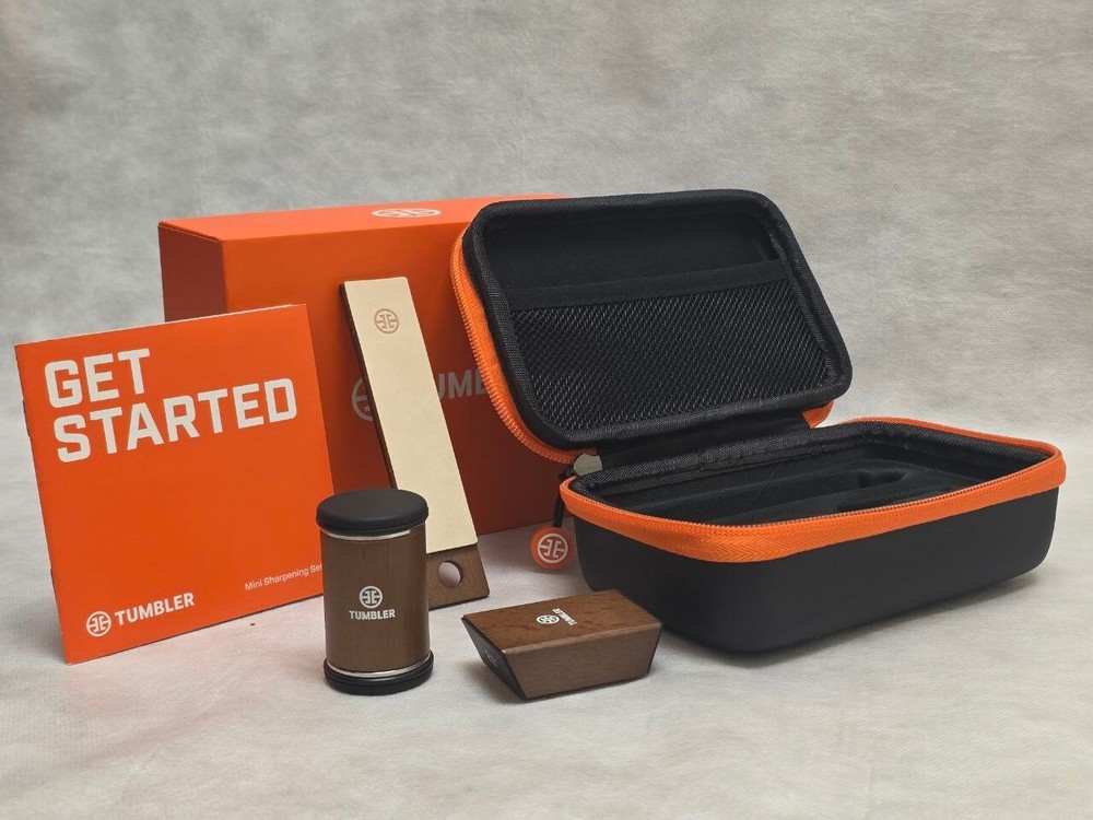 Mini Diamond Tumbler Set with Rolling Knife Sharpener for 20° & 25° Angles