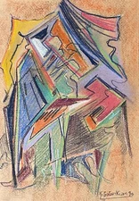 Abstract Pastel Signed Goguikian 90 Abstraction France