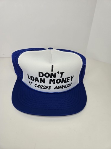 Vintage Trucker Hat Mesh Snapback “ I Don’t Loan Money It Causes Amnesia” Funny - Picture 10 of 24